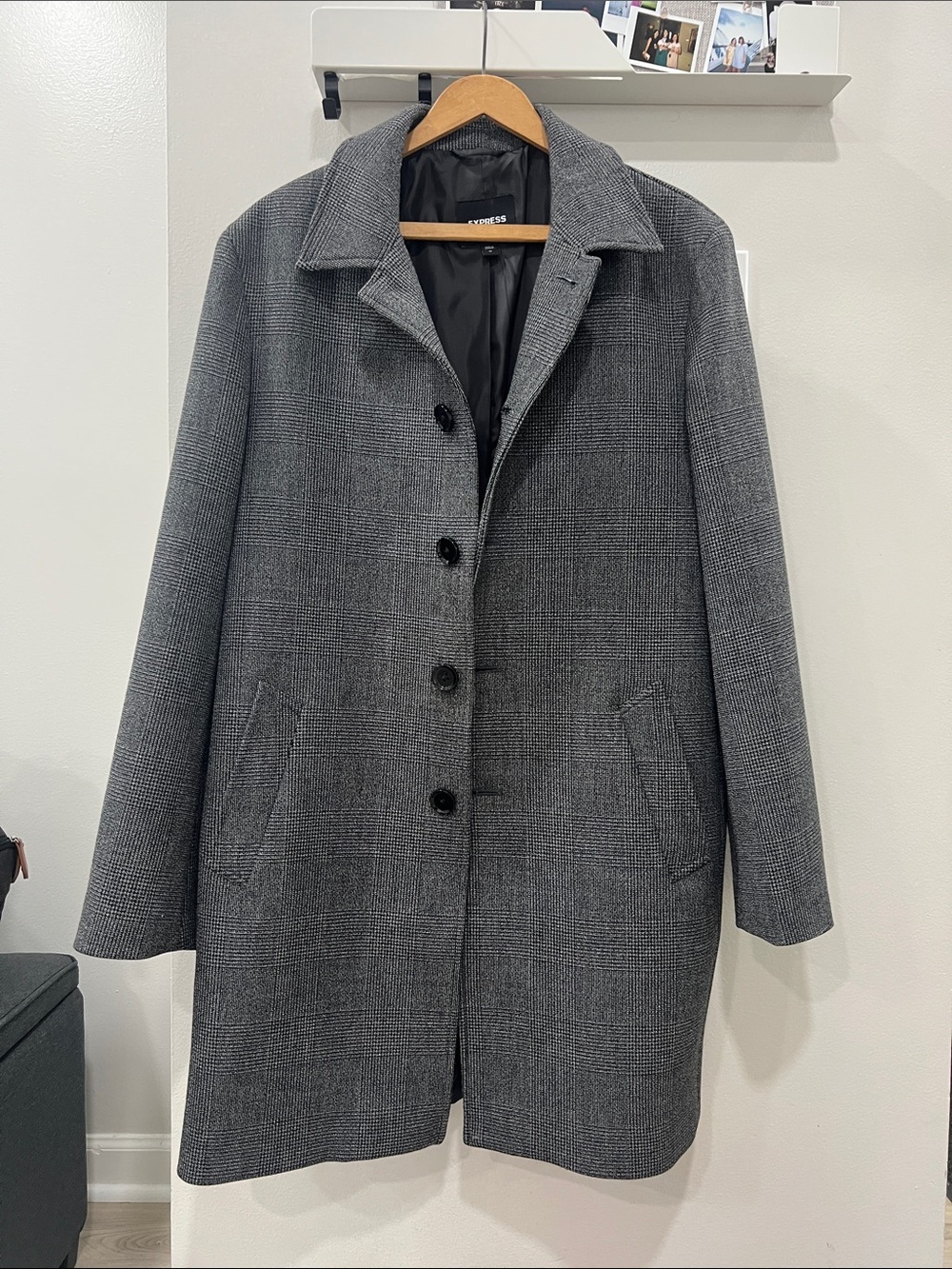 Men’s Grey Plaid Winter Coat
